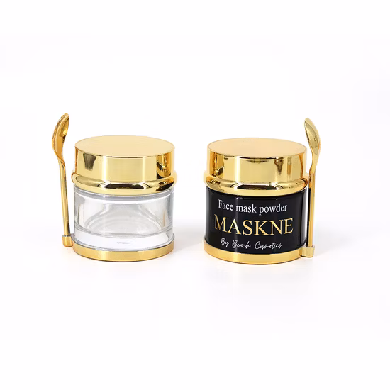 Tarro de vidrio de medio galón de color azul de 30g 50g con tapa, tarro de crema con impresión de logotipo personalizado con tapa de plástico acrílico, embalaje cosmético